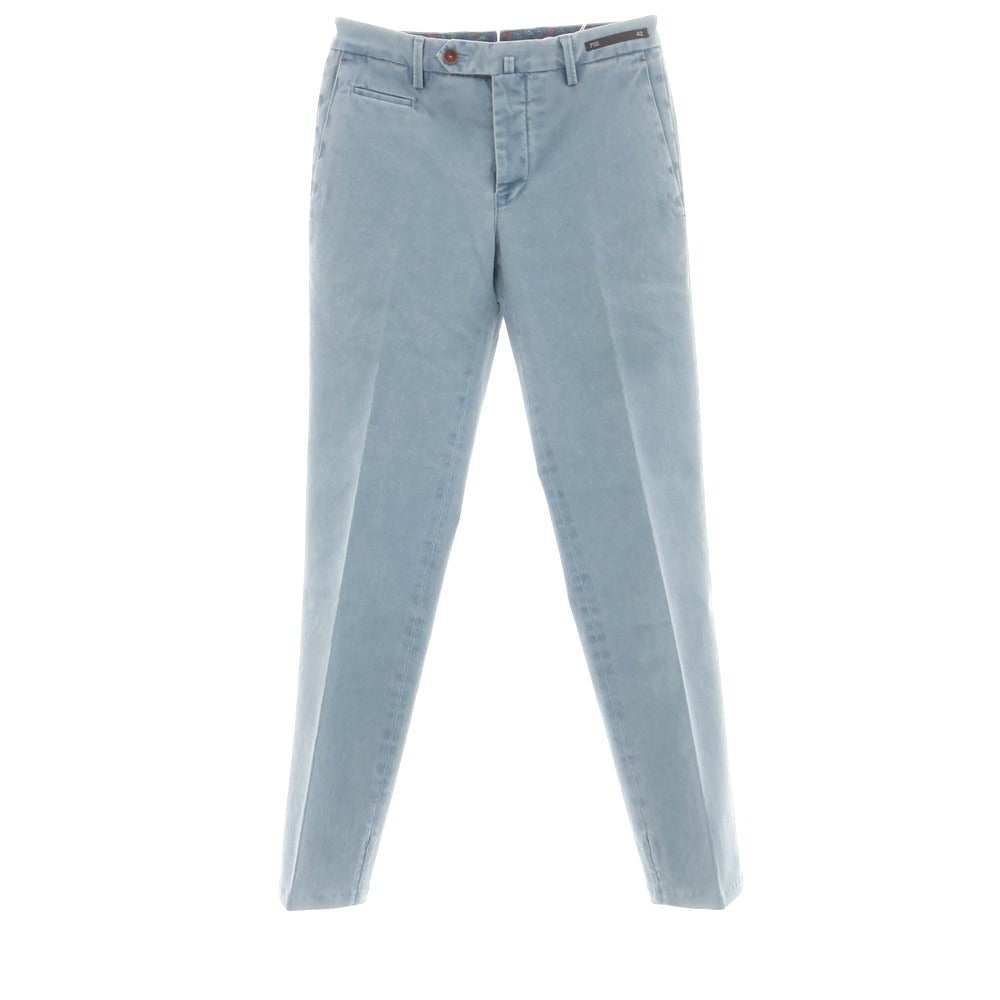 【中古】ピーティーゼロウーノ PT01 Flower ストレッチ コットン カジュアルスラックスパンツ ライトブルー【 42 】【 状態ランクB 】【 メンズ 】