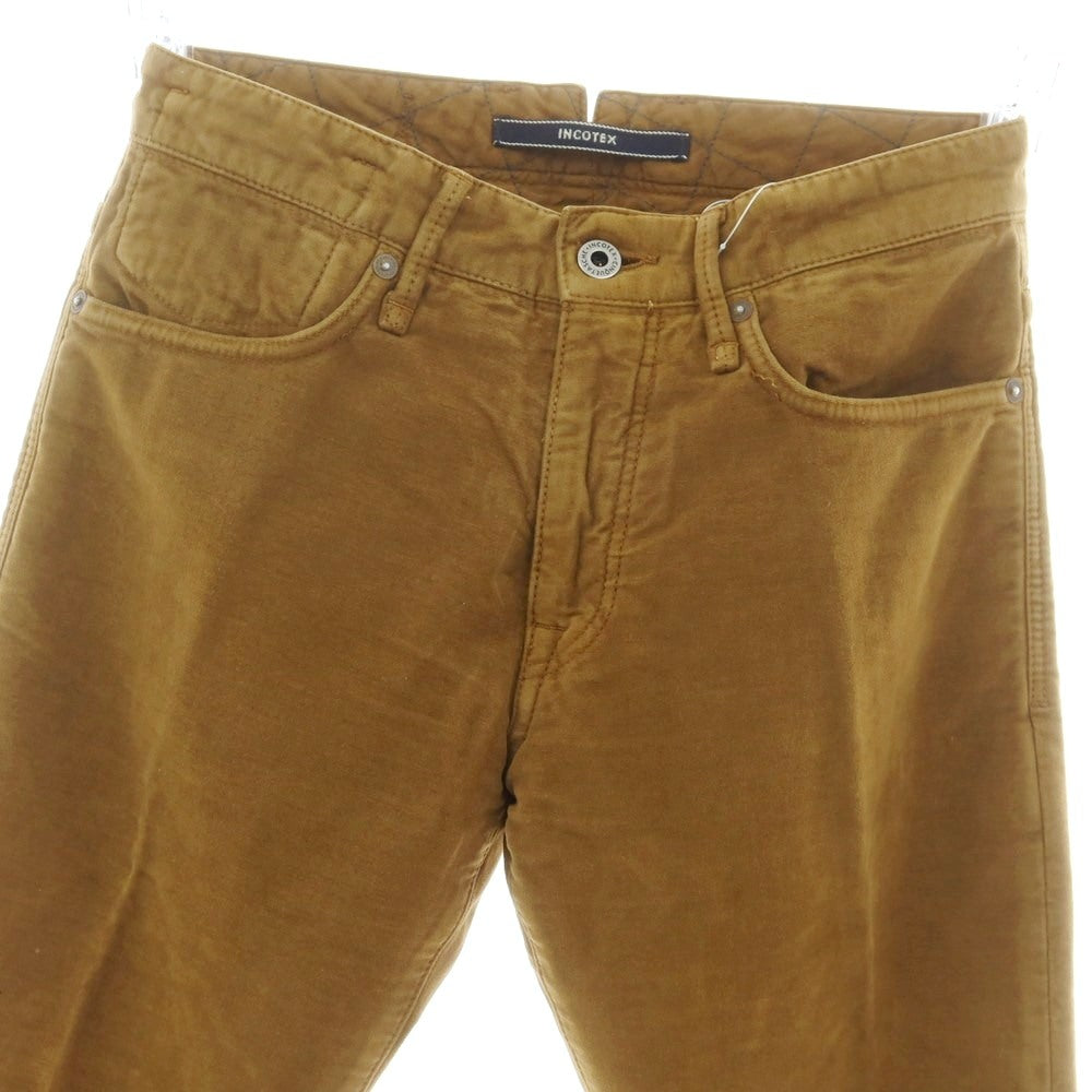 【中古】インコテックス INCOTEX ストレッチ コットン モールスキン 5ポケットパンツ カーキブラウン【 29 】【 状態ランクC 】【 メンズ 】