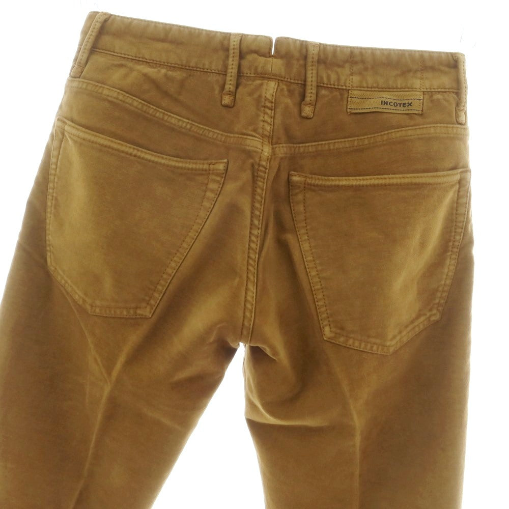 【中古】インコテックス INCOTEX ストレッチ コットン モールスキン 5ポケットパンツ カーキブラウン【 29 】【 状態ランクC 】【 メンズ 】