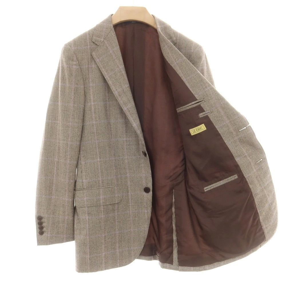 【中古】ルシック Le Chic ウール チェック テーラードジャケット ブラックxベージュ【サイズA7】【 状態ランクB 】【 メンズ 】 [DPD]