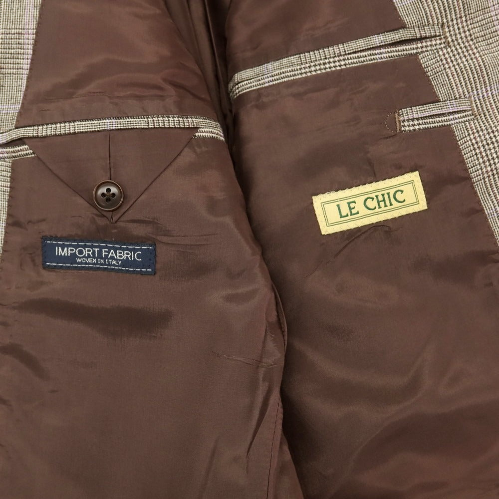 【中古】ルシック Le Chic ウール チェック テーラードジャケット ブラックxベージュ【サイズA7】【 状態ランクB 】【 メンズ 】 [DPD]