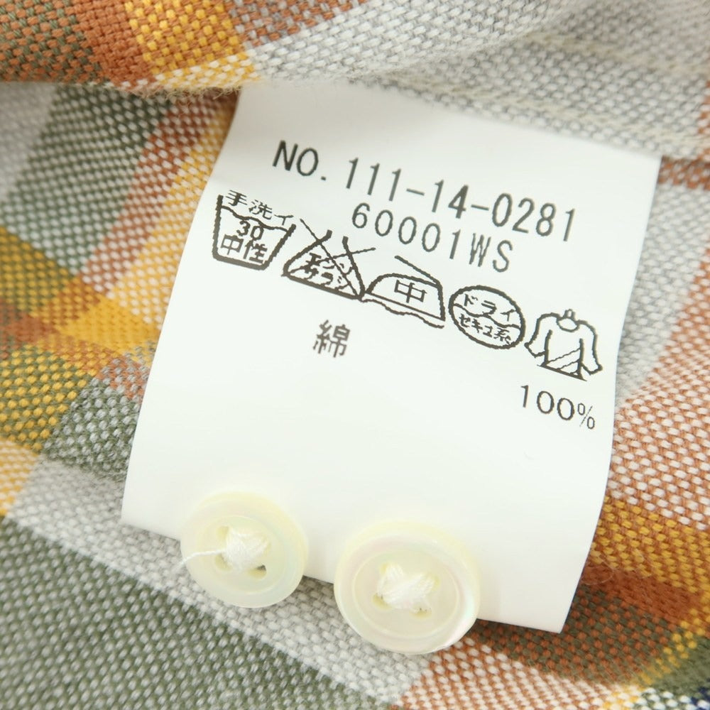 【中古】シップス SHIPS コットン チェック ボタンダウン カジュアルシャツ グリーンxライトグレー【 XL 】【 状態ランクB 】【 メンズ 】