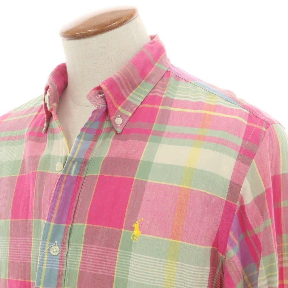 【中古】ラルフローレン RALPH LAUREN コットン チェック ボタンダウン カジュアルシャツ ピンク【 Ｍ 】【 状態ランクB 】【 メンズ 】