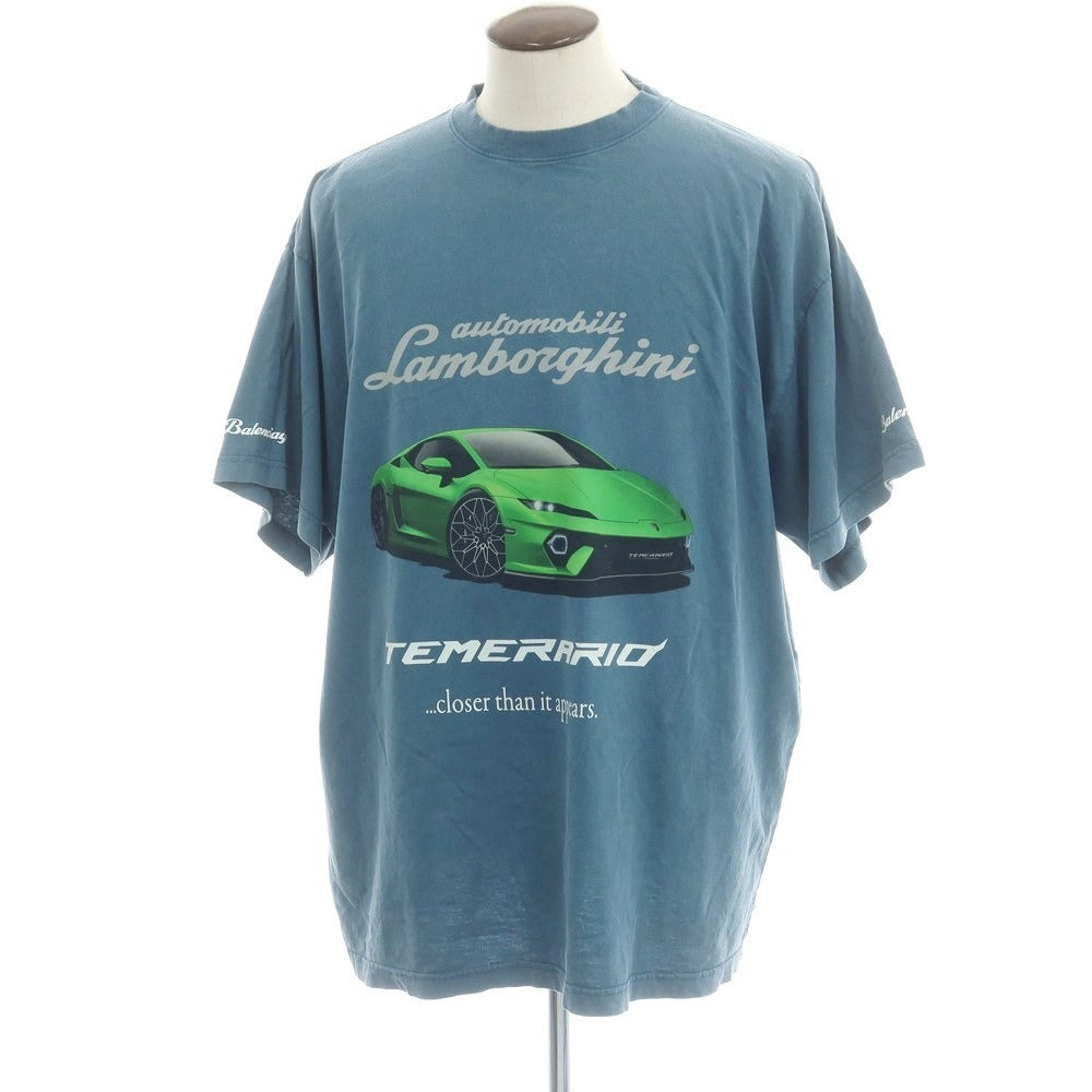 【中古】バレンシアガ BALENCIAGA × Automobili Lamborghini 2025年秋冬 半袖Ｔシャツ ブルー系【サイズ4】【 状態ランクC 】【 メンズ 】 [EPD]
