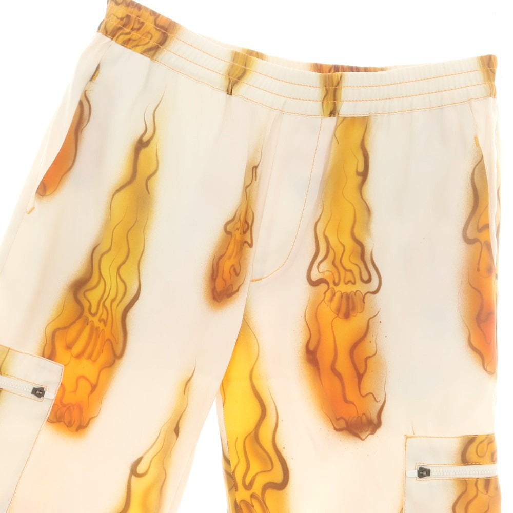 【中古】カゼッラ マイヤー CASELLA MEYER シルク イージーパンツ イージーパンツ ホワイトxオレンジ【サイズS】【 状態ランクB 】【 メンズ 】 [EPD]