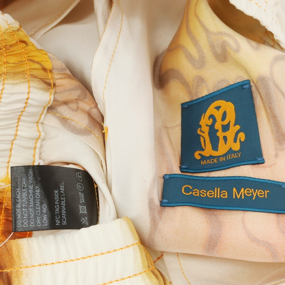 【中古】カゼッラ マイヤー CASELLA MEYER シルク イージーパンツ イージーパンツ ホワイトxオレンジ【サイズS】【 状態ランクB 】【 メンズ 】 [EPD]