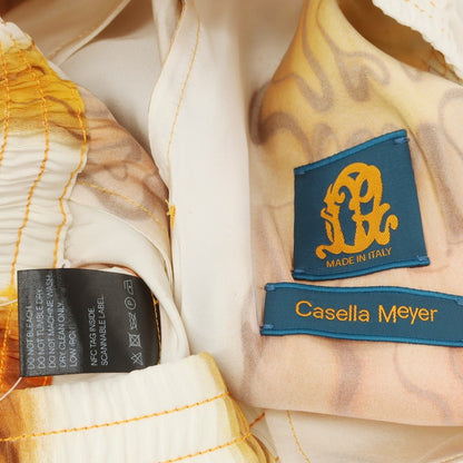 【中古】カゼッラ マイヤー CASELLA MEYER シルク イージーパンツ ホワイトxオレンジ【 S 】【 状態ランクB 】【 メンズ 】