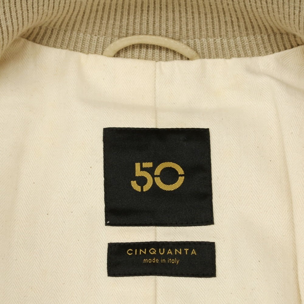 【中古】チンクアンタ Cinquanta ラムレザースエード ヴァルスタリーノブルゾン ベージュ【 42 】【 状態ランクC 】【 メンズ 】