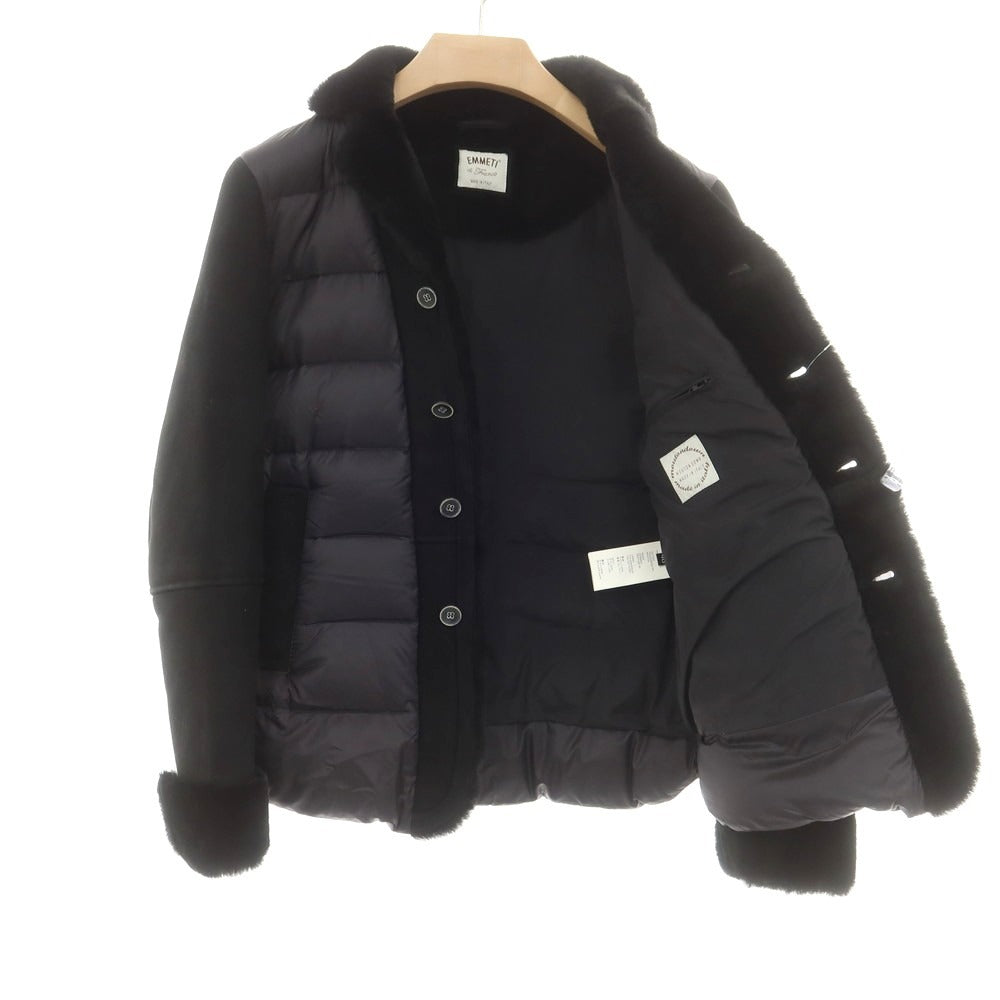 【中古】エンメティ EMMETI ナイロン ムートン ダウンジャケット ブラック【 46 】【 状態ランクB 】【 メンズ 】