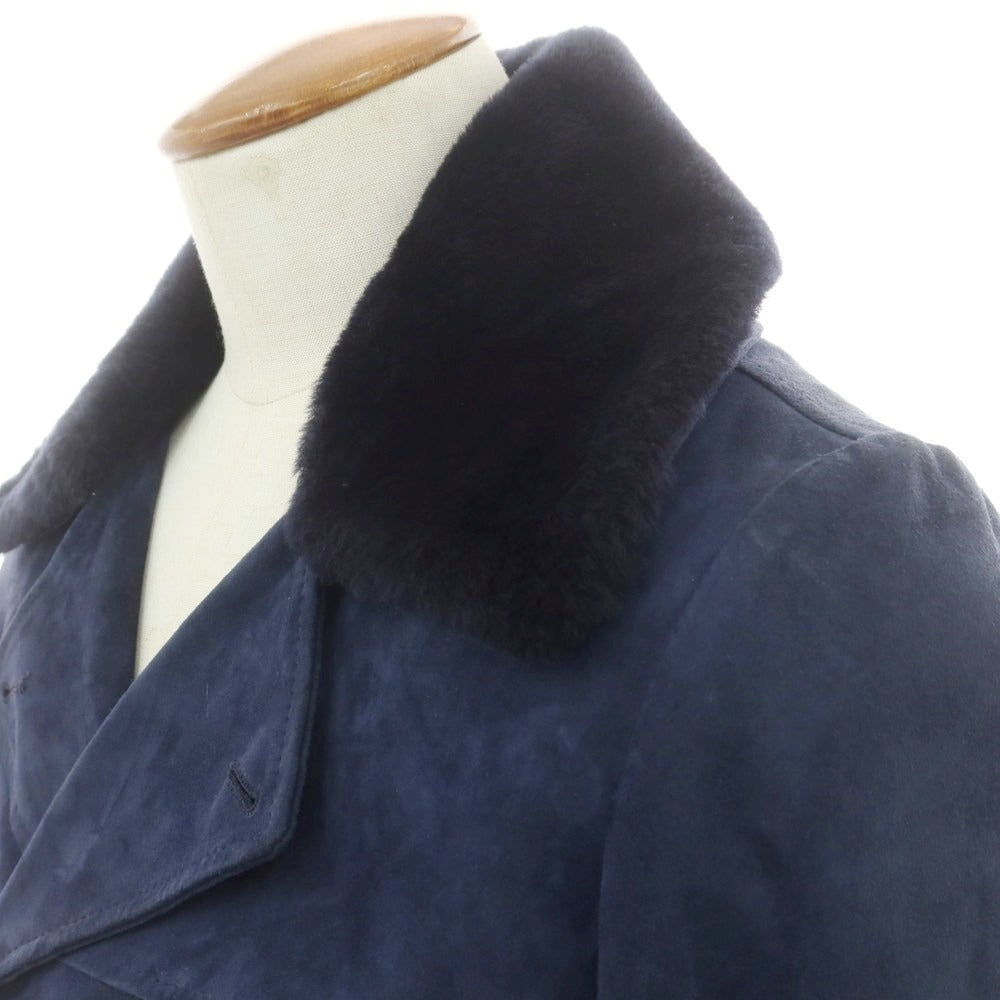 【中古】エンメティ EMMETI ゴートスキンスエード ファー ピーコート ネイビー【 サイズ44 】【 状態ランクC 】【 メンズ 】 [CPD]
