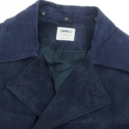 【中古】エンメティ EMMETI ゴートスキンスエード ファー ピーコート ネイビー【 44 】【 状態ランクC 】【 メンズ 】
