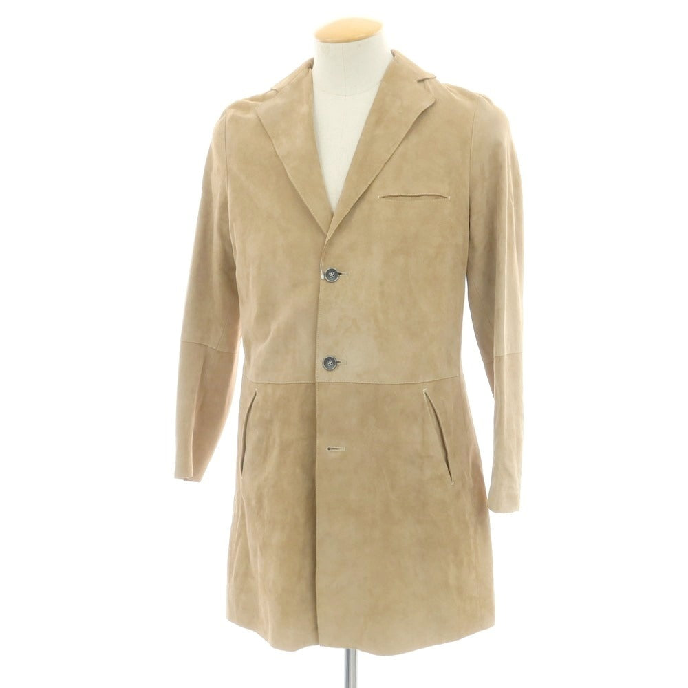 【中古】エンメティ EMMETI ゴートスキンスエード チェスターフィールドコート ベージュ【 44 】【 状態ランクC 】【 メンズ 】