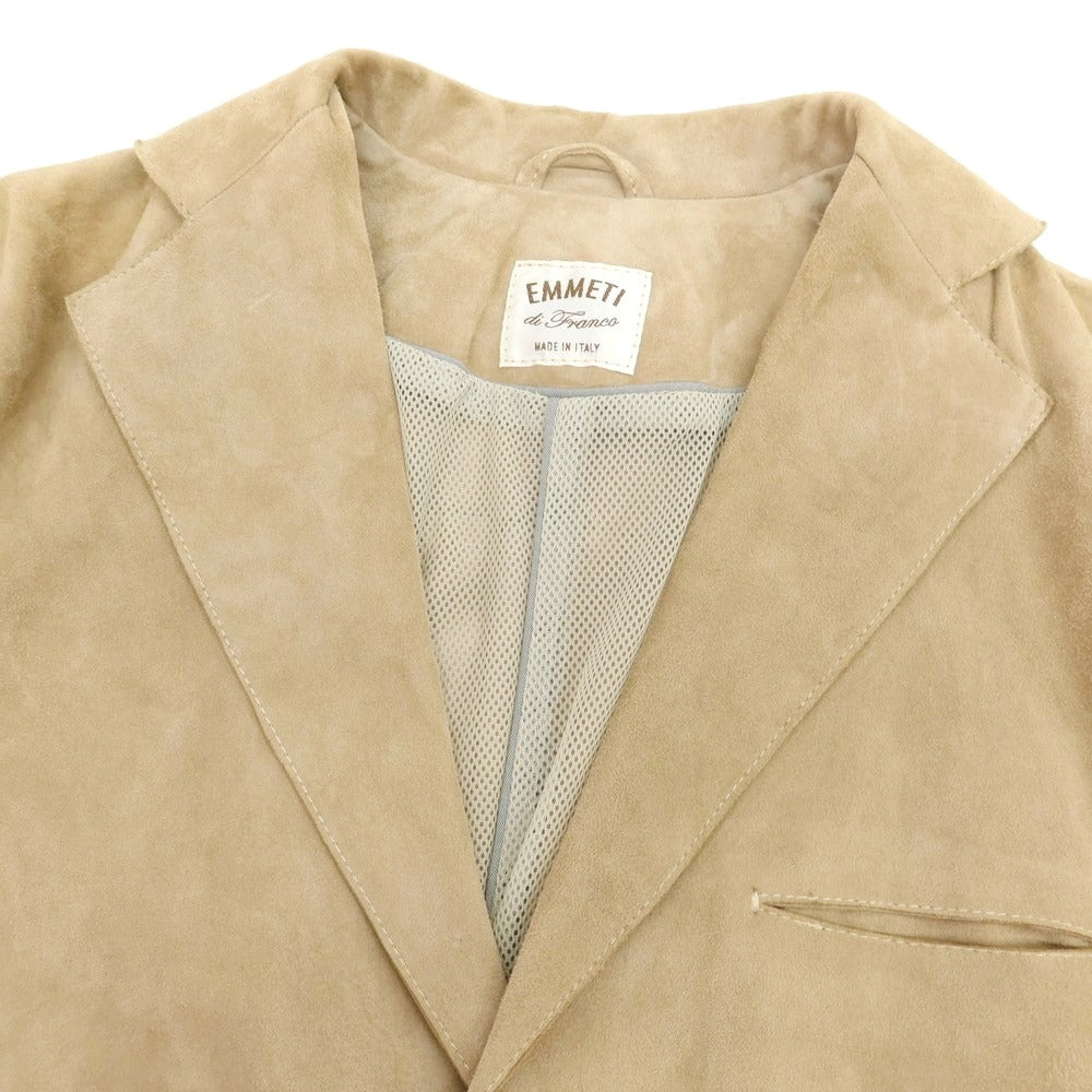 【中古】エンメティ EMMETI ゴートスキンスエード チェスターフィールドコート ベージュ【 44 】【 状態ランクC 】【 メンズ 】
