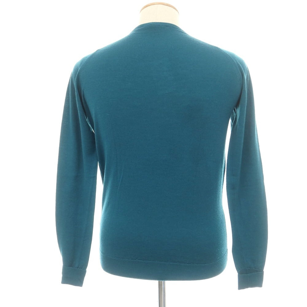 【中古】ジョンスメドレー JOHN SMEDLEY ハイゲージ ウール Vネック プルオーバーニット ピーコックブルー系【 XS 】【 状態ランクC 】【 メンズ 】