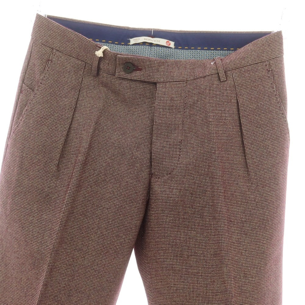 【中古】ベルウィッチ BERWICH ウール系 カジュアルスラックスパンツ ワインxベージュ【 44 】【 状態ランクC 】【 メンズ 】