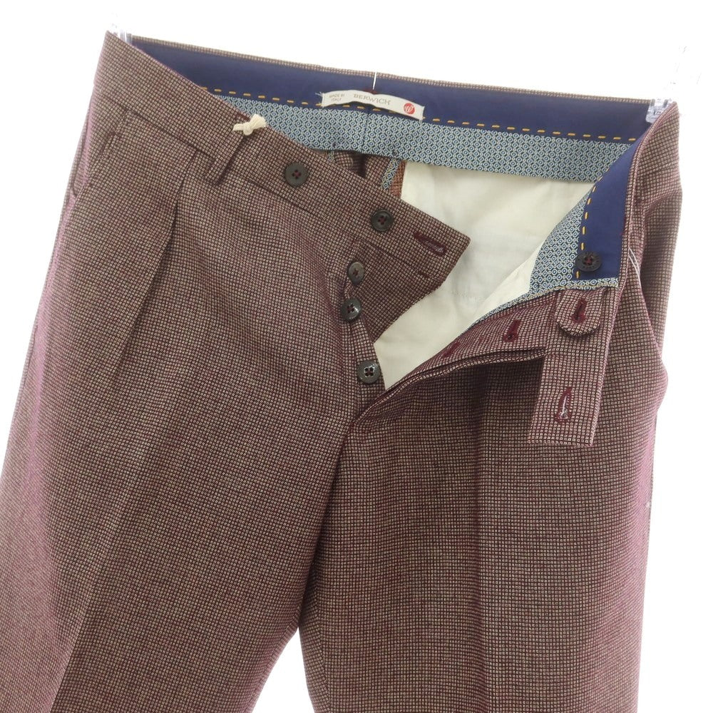 【中古】ベルウィッチ BERWICH ウール系 カジュアルスラックスパンツ ワインxベージュ【 44 】【 状態ランクC 】【 メンズ 】