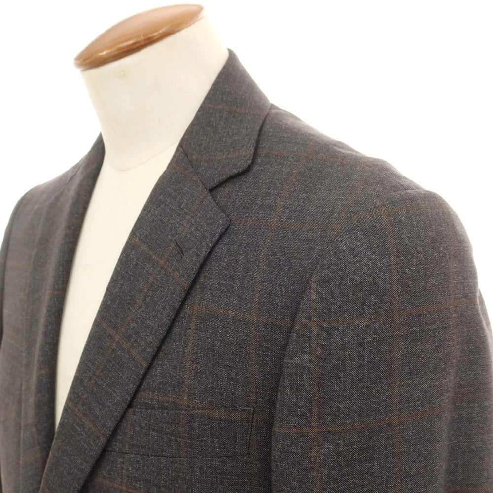 【中古】チェルッティ 1881 CERRUTI 1881 ウール チェック 3つボタンスーツ グレーxブラウン【 表記無し(M位) 】【 状態ランクB 】【 メンズ 】