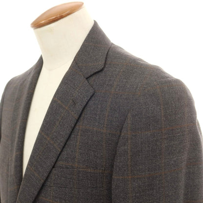 【中古】チェルッティ 1881 CERRUTI 1881 ウール チェック 3つボタンスーツ グレーxブラウン【 表記無し(M位) 】【 状態ランクB 】【 メンズ 】