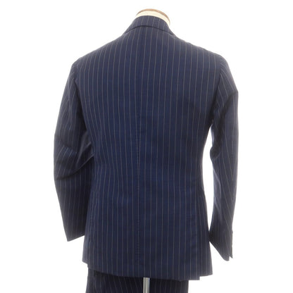 【中古】スティレ ラティーノ STILE LATINO ウールモヘヤ ストライプ 3つボタンスーツ ネイビーxクリーム【 46 Drop8 】【 状態ランクD 】【 メンズ 】