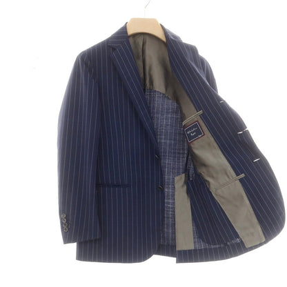 【中古】スティレ ラティーノ STILE LATINO ウールモヘヤ ストライプ 3つボタンスーツ ネイビーxクリーム【 46 Drop8 】【 状態ランクD 】【 メンズ 】