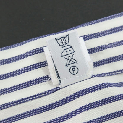 【中古】バルバ BARBA コットン ストライプ ボタンダウン ドレスシャツ ホワイトxネイビー【 38 】【 状態ランクB 】【 メンズ 】