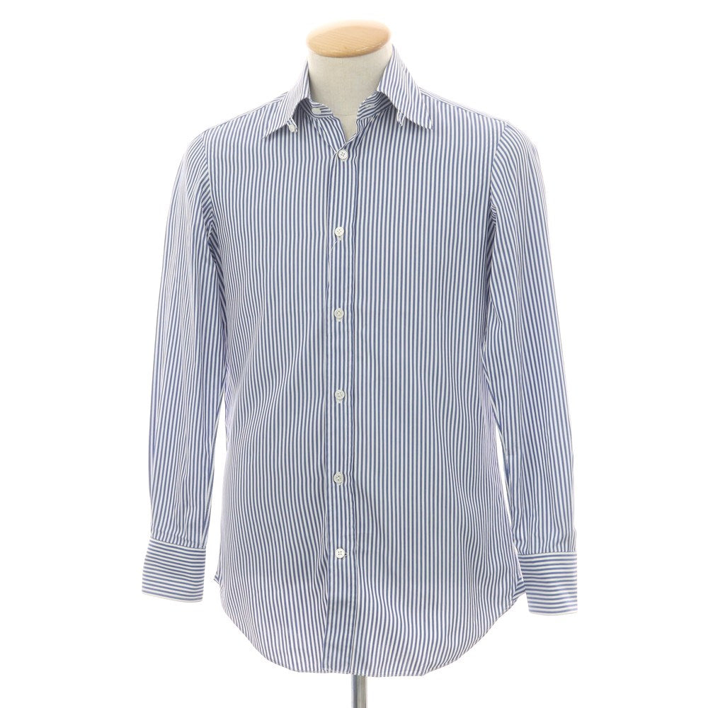 【中古】ヴィンツェンツォ ディ ルジエッロ Vincenzo di Ruggiero コットン ストライプ タブカラー ドレスシャツ ホワイトxブルー【 38 】【 状態ランクB 】【 メンズ 】