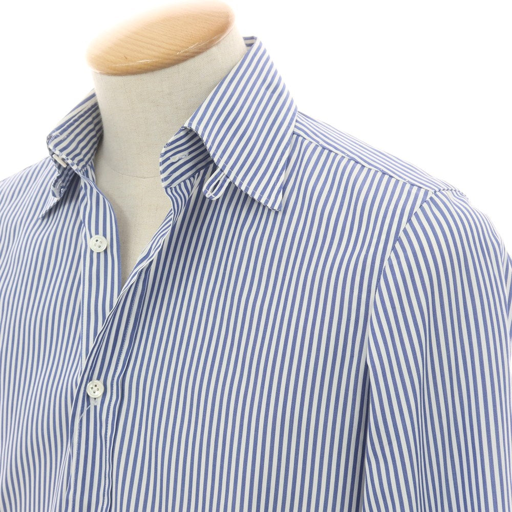 【中古】ヴィンツェンツォ ディ ルジエッロ Vincenzo di Ruggiero コットン ストライプ タブカラー ドレスシャツ ホワイトxブルー【 38 】【 状態ランクB 】【 メンズ 】