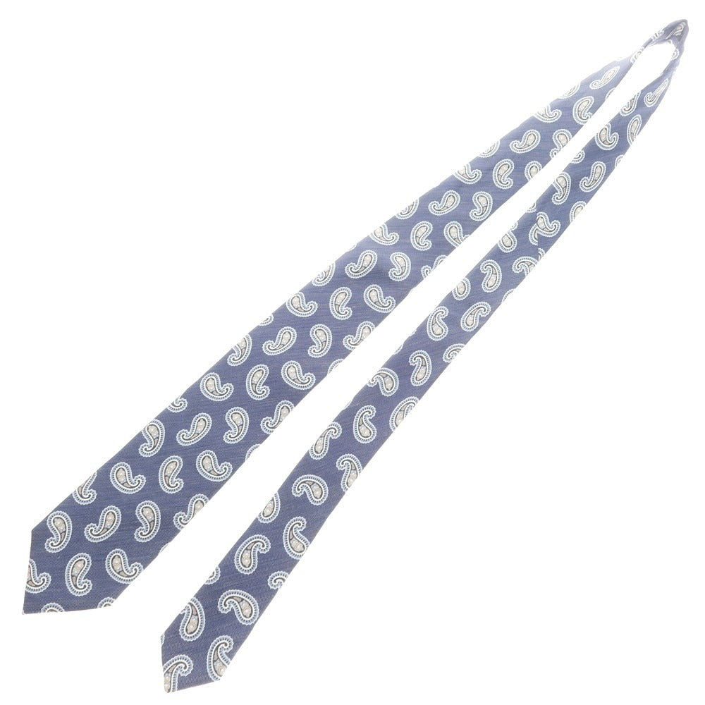 【中古】ジエレ GIERRE シルクリネン ペイズリー柄ネクタイ ダークブルー【 状態ランクB 】【 メンズ 】