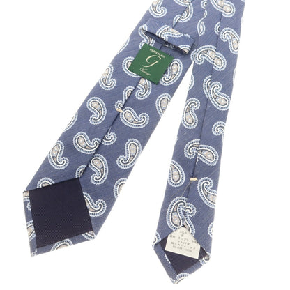 【中古】ジエレ GIERRE シルクリネン ペイズリー柄ネクタイ ダークブルー【 状態ランクB 】【 メンズ 】