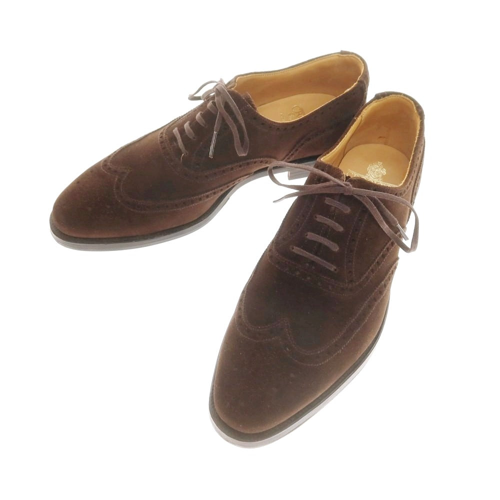 【中古】クロケットアンドジョーンズ CROCKETT&amp;JONES BEAMS F別注 FINSBURY スエード ウイングチップ ドレスシューズ ダークブラウン【 7 1/2E 】【 状態ランクA 】【 メンズ 】