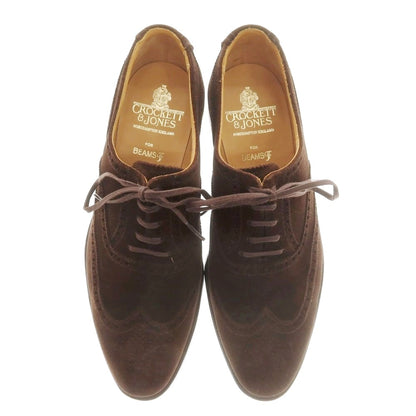 【中古】クロケットアンドジョーンズ CROCKETT&amp;JONES BEAMS F別注 FINSBURY スエード ウイングチップ ドレスシューズ ダークブラウン【 7 1/2E 】【 状態ランクA 】【 メンズ 】