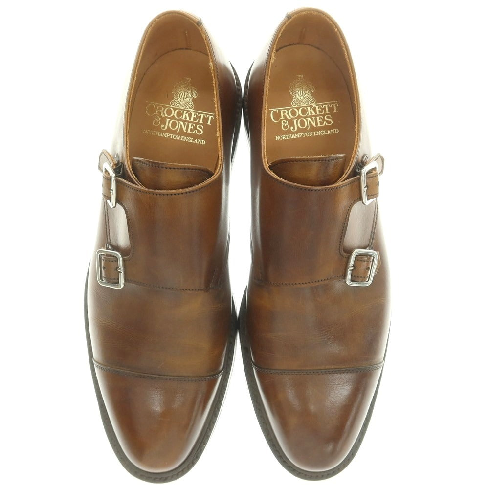 【中古】クロケットアンドジョーンズ CROCKETT&amp;JONES HARROGATE ダブルモンク ドレスシューズ ブラウン【 7E 】【 状態ランクB 】【 メンズ 】
