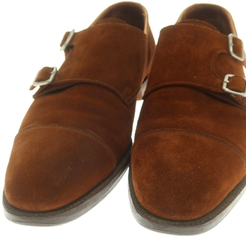 【中古】クロケットアンドジョーンズ CROCKETT&amp;JONES REPTON スエード ダブルモンク ドレスシューズ ブラウン【 8D 】【 状態ランクB 】【 メンズ 】