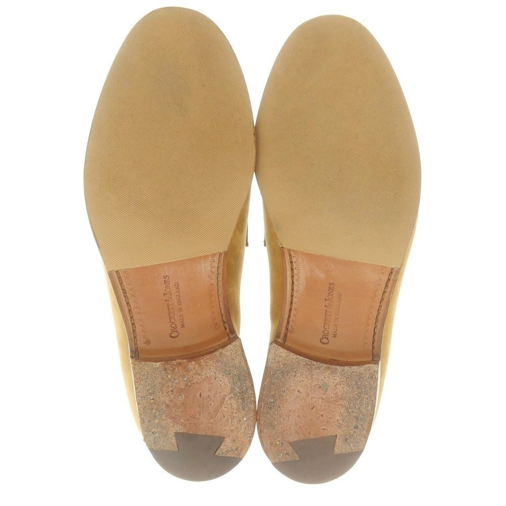 【中古】クロケットアンドジョーンズ CROCKETT&amp;JONES GRANTHAM2 ヌバック コインローファー ベージュ【 7 1/2E 】【 状態ランクB 】【 メンズ 】