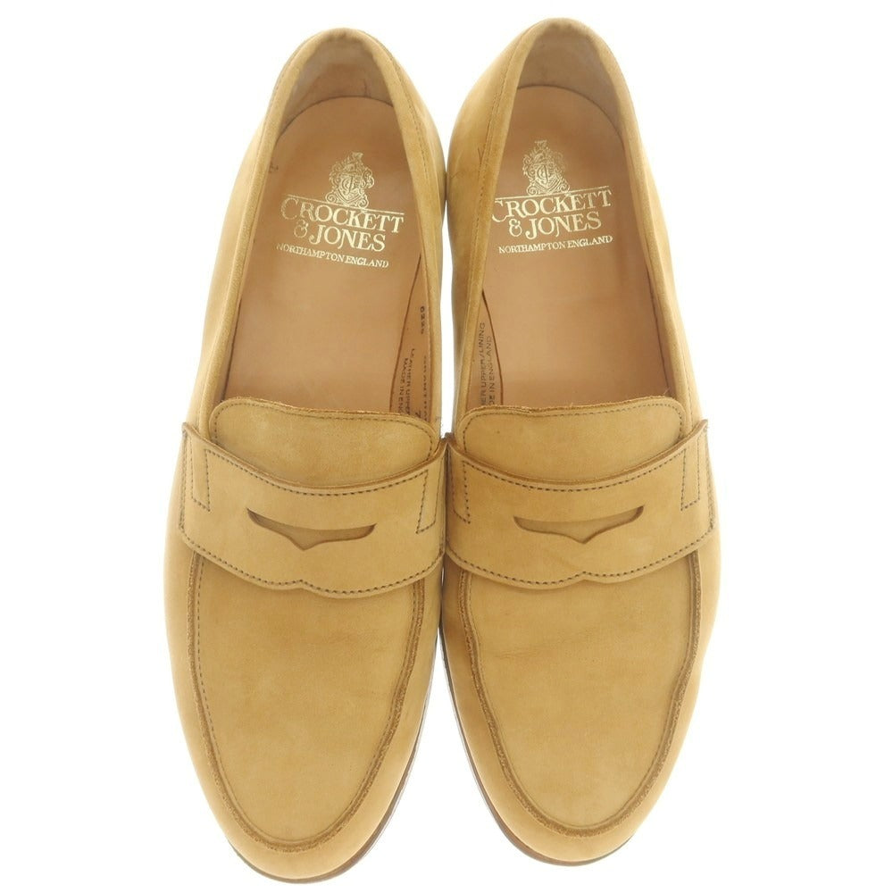 【中古】クロケットアンドジョーンズ CROCKETT&JONES GRANTHAM2 ヌバック コインローファー ベージュ【 7 1/2E 】【 状態ランクB 】【 メンズ 】
