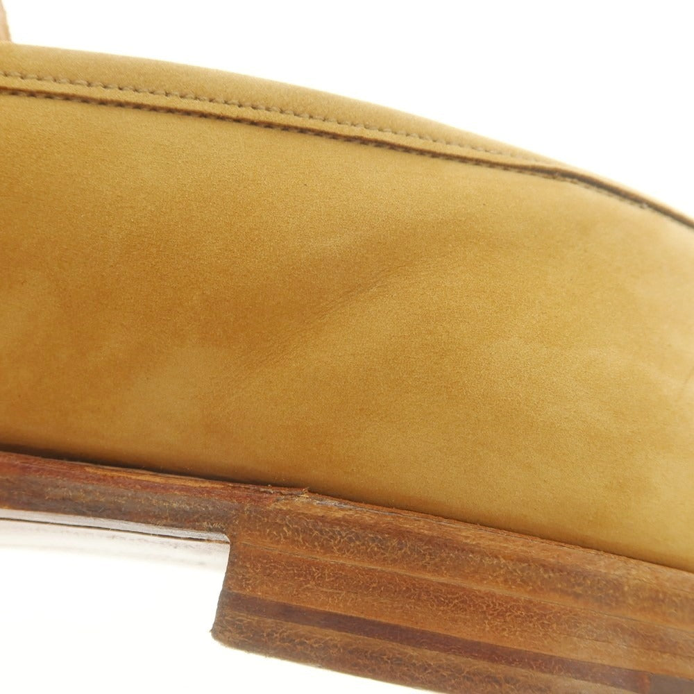 【中古】クロケットアンドジョーンズ CROCKETT&amp;JONES GRANTHAM2 ヌバック コインローファー ベージュ【 7 1/2E 】【 状態ランクB 】【 メンズ 】