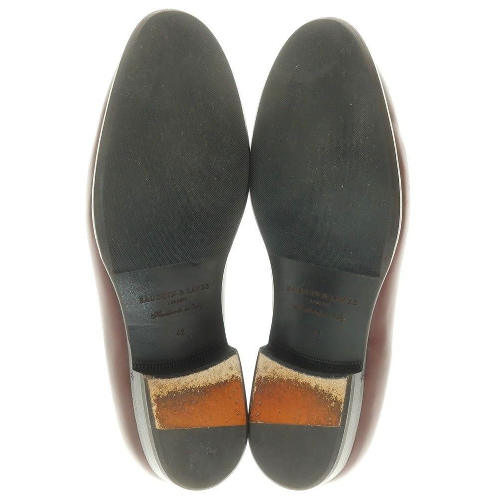 【中古】ボードインアンドランジ Baudoin &amp; Lange コインローファー ベルジャンシューズ バーガンディ【 42 】【 状態ランクB 】【 メンズ 】