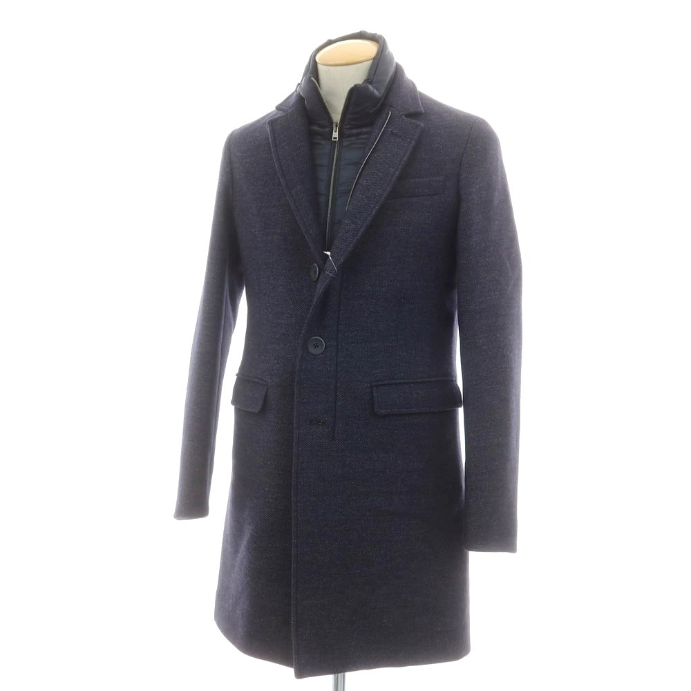 【中古】【未使用】ヘルノ Herno ウールナイロン 2WAY チェスターフィールドコート ネイビー【 44 】【 状態ランクS 】【 メンズ 】