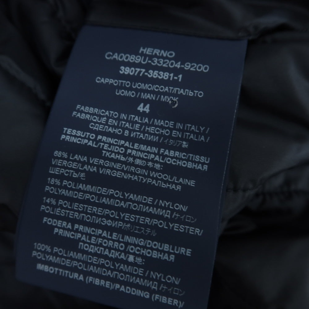 【中古】【未使用】ヘルノ Herno ウールナイロン 2WAY チェスターフィールドコート ネイビー【 44 】【 状態ランクS 】【 メンズ 】