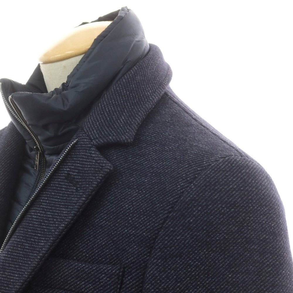 【中古】【未使用】ヘルノ Herno ウールナイロン 2WAY チェスターフィールドコート ネイビー【 44 】【 状態ランクS 】【 メンズ 】