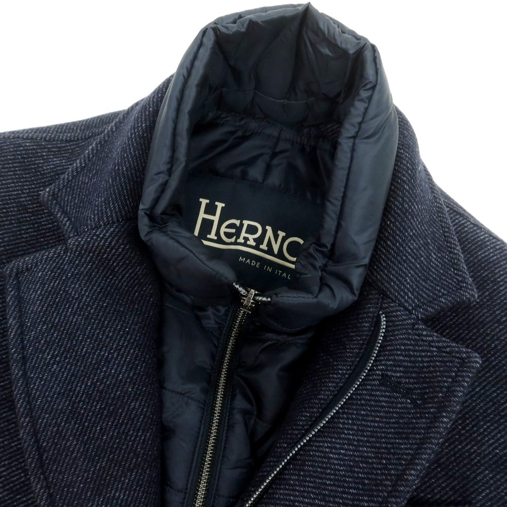 【中古】【未使用】ヘルノ Herno ウールナイロン 2WAY チェスターフィールドコート ネイビー【 44 】【 状態ランクS 】【 メンズ 】