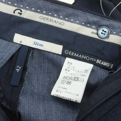【中古】【未使用】ジェルマーノ GERMANO BEAMS F別注 ストレッチ ウール ドレススラックスパンツ ネイビー【 42 】【 状態ランクS 】【 メンズ 】