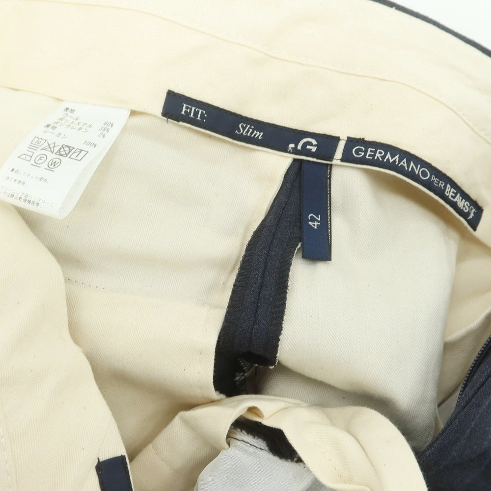 【中古】【未使用】ジェルマーノ GERMANO BEAMS F別注 ストレッチ ウールポリエステル ドレススラックスパンツ グレイッシュネイビー【 42 】【 状態ランクS 】【 メンズ 】
