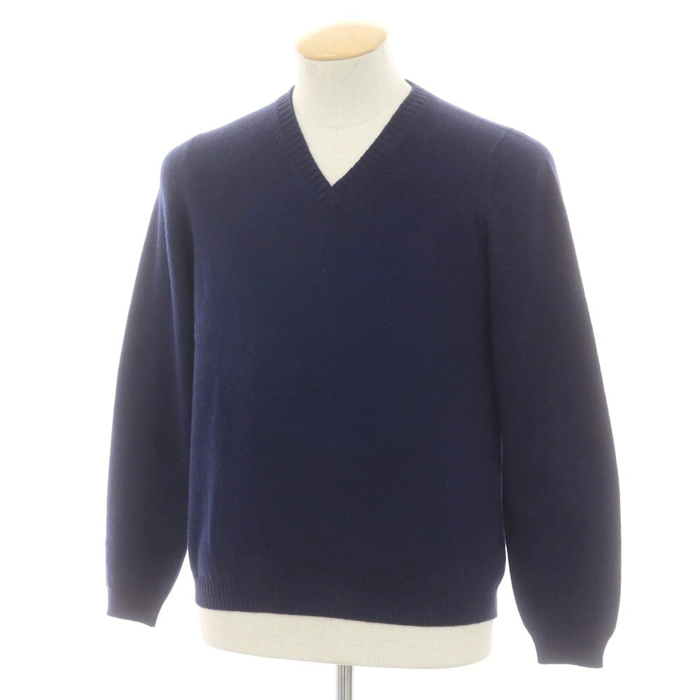 【中古】セッテフィーリ カシミア Settefili Cashmere カシミヤ Vネック プルオーバーニット ネイビー【サイズ44】【 状態ランクC 】【 メンズ 】 [DPD]