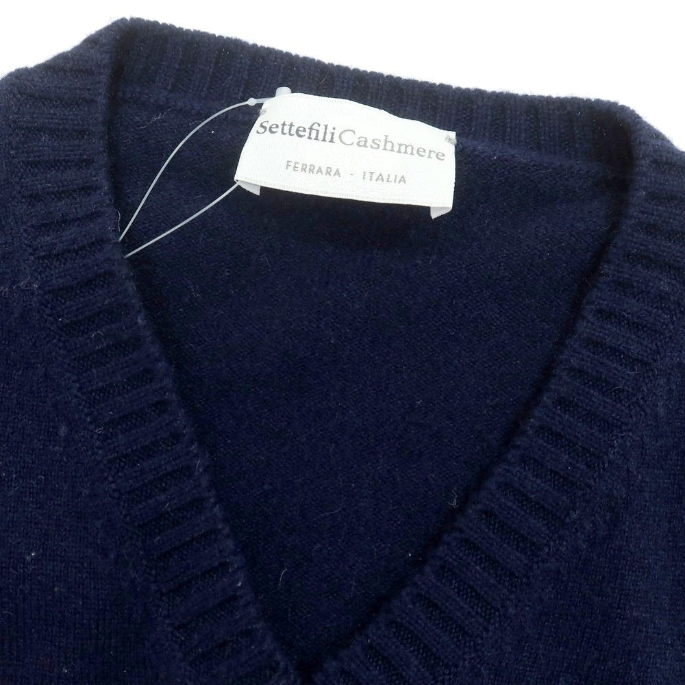 【中古】セッテフィーリ カシミア Settefili Cashmere カシミヤ Vネック プルオーバーニット ネイビー【サイズ44】【 状態ランクC 】【 メンズ 】 [DPD]