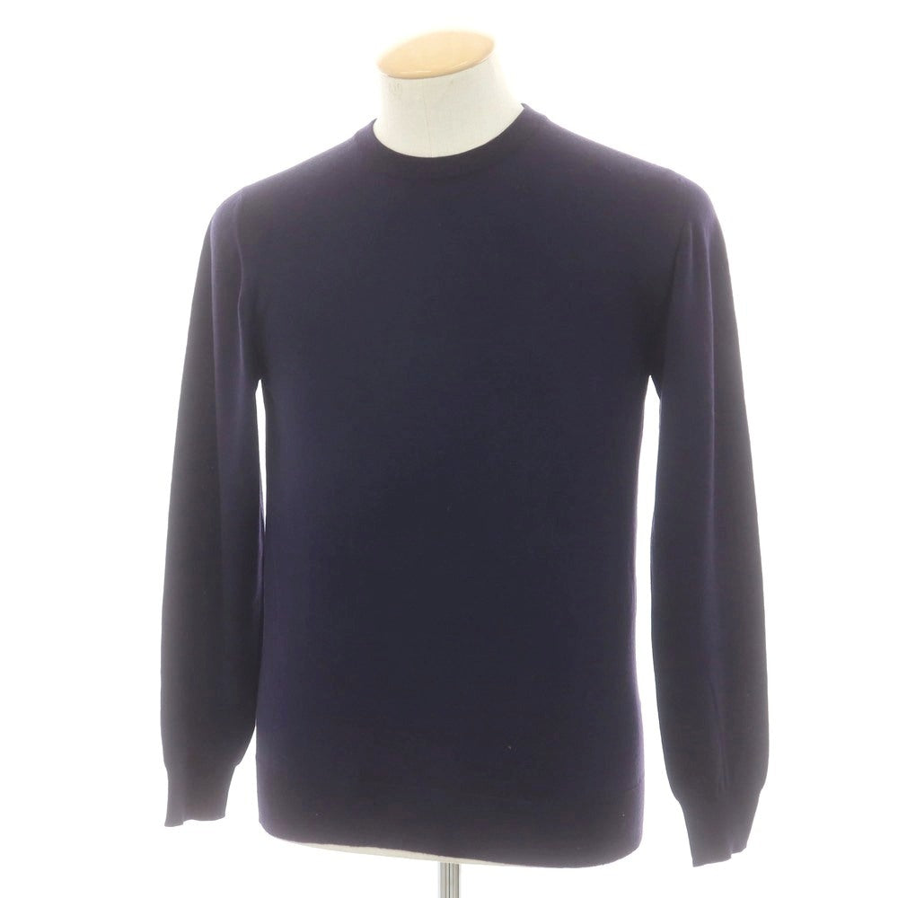 【中古】フェデーリ FEDELI ハイゲージ SUPER140’S ウール クルーネック プルオーバーニット ネイビー【 44 】【 状態ランクB 】【 メンズ 】