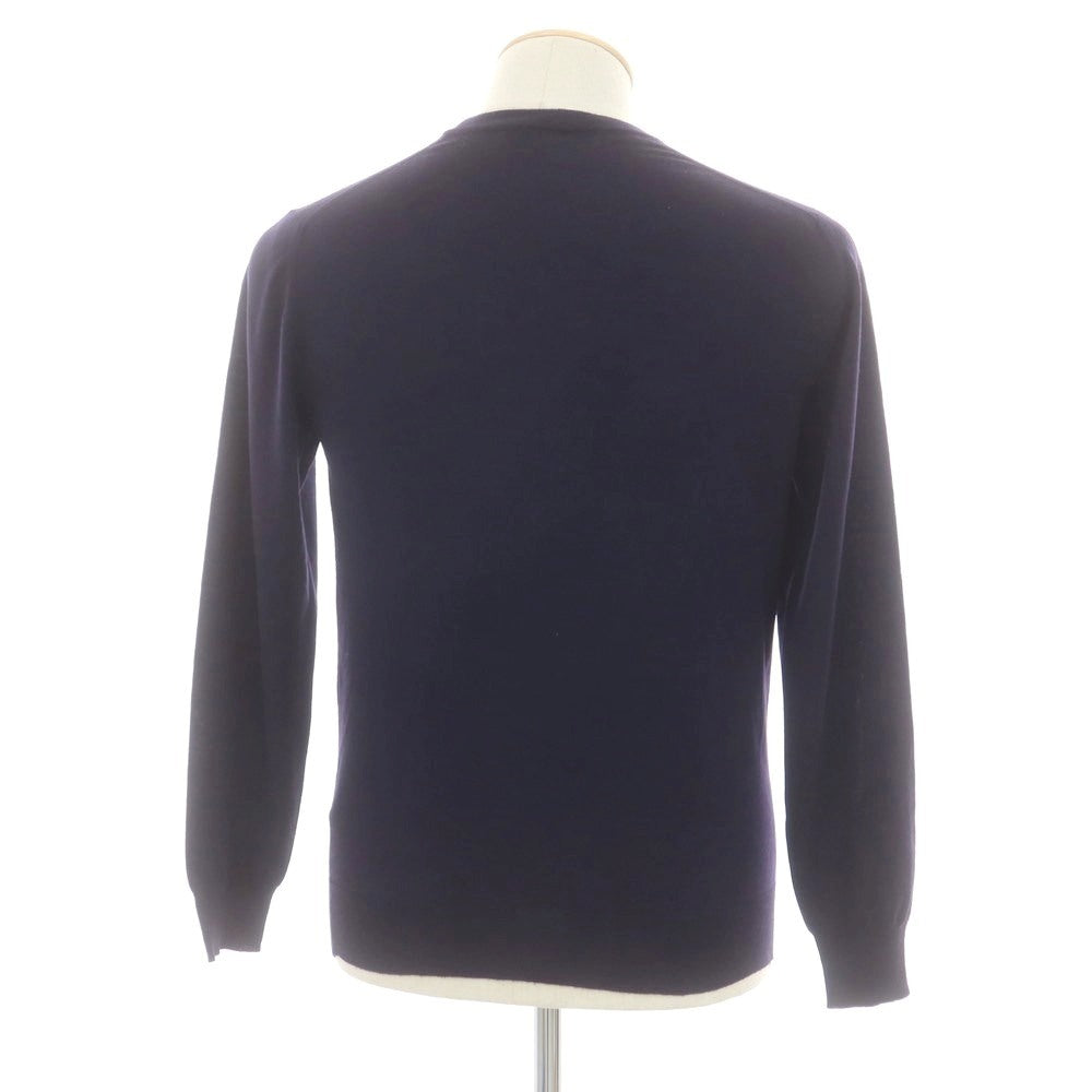 【中古】フェデーリ FEDELI ハイゲージ SUPER140’S ウール クルーネック プルオーバーニット ネイビー【 44 】【 状態ランクB 】【 メンズ 】