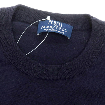 【中古】フェデーリ FEDELI ハイゲージ SUPER140’S ウール クルーネック プルオーバーニット ネイビー【 44 】【 状態ランクB 】【 メンズ 】