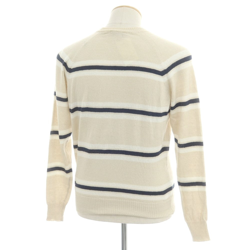【中古】ドルモア DRUMOHR リネンポリエステル ボーダー プルオーバーニット ベージュ【 44 】【 状態ランクC 】【 メンズ 】