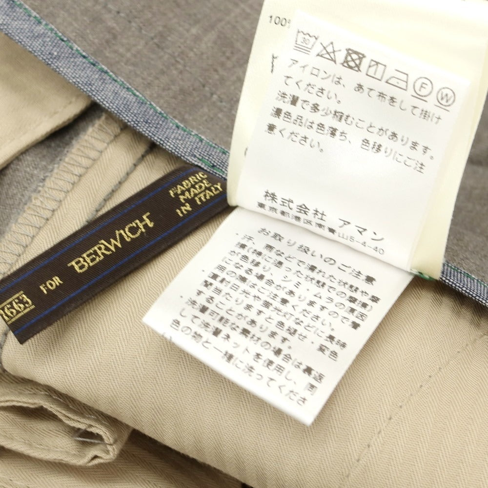【中古】ベルウィッチ BERWICH ウール ドレススラックスパンツ グレージュ系【 44 】【 状態ランクA 】【 メンズ 】